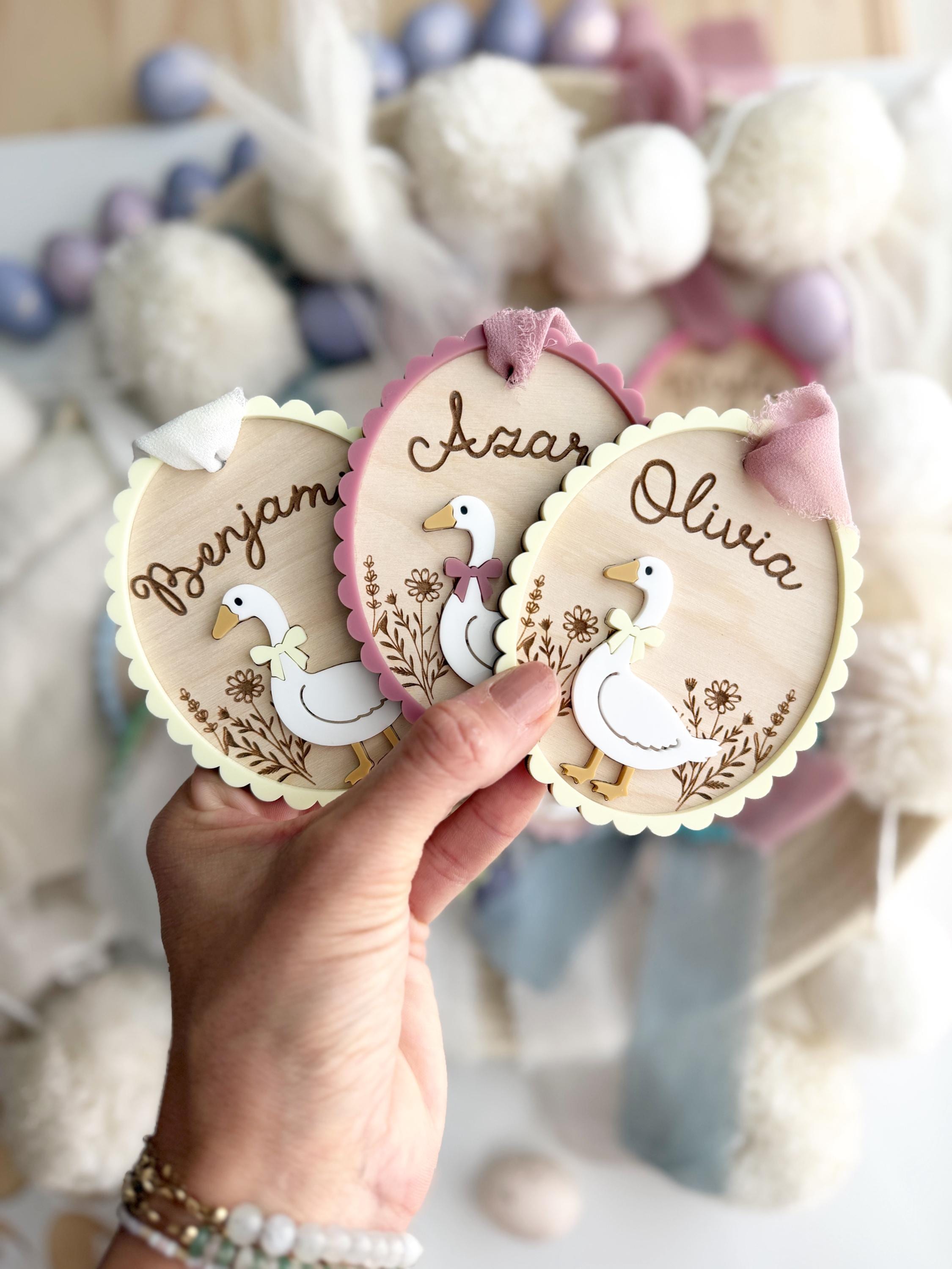 Custom easter name tags – Personalized bunny gift tag