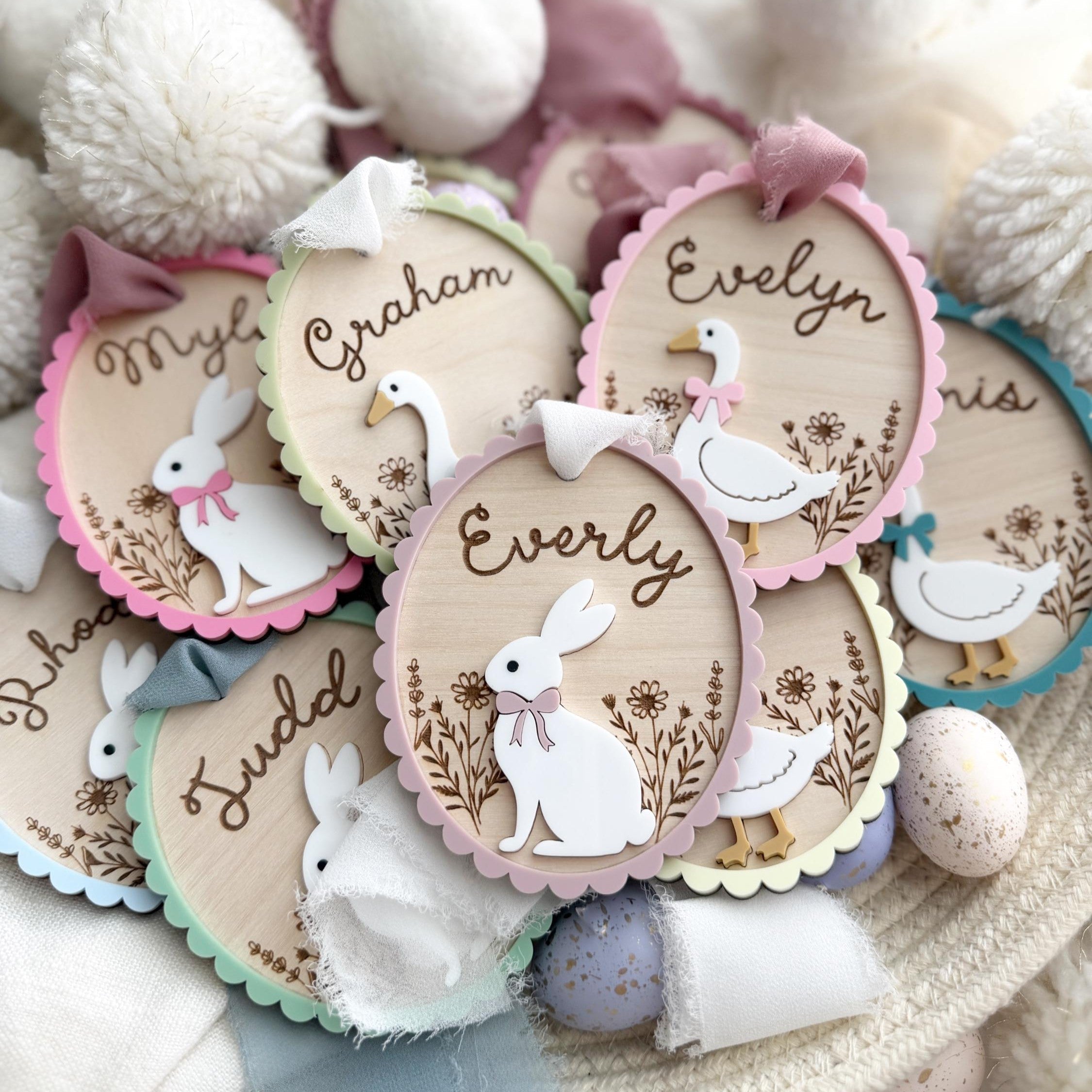Custom easter name tags – Personalized bunny gift tag