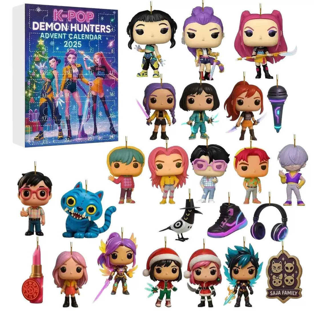 2D Acrylic K-Pop Idol Advent Calendar 2025, Devil Hunter Girl Christmas Countdown Box, 24 Days of Xmas Surprise Set, Holiday Gift for Fans