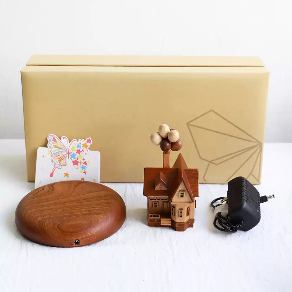 Magnetic levitation flying house travel story ornaments solid wood, Gift for your family