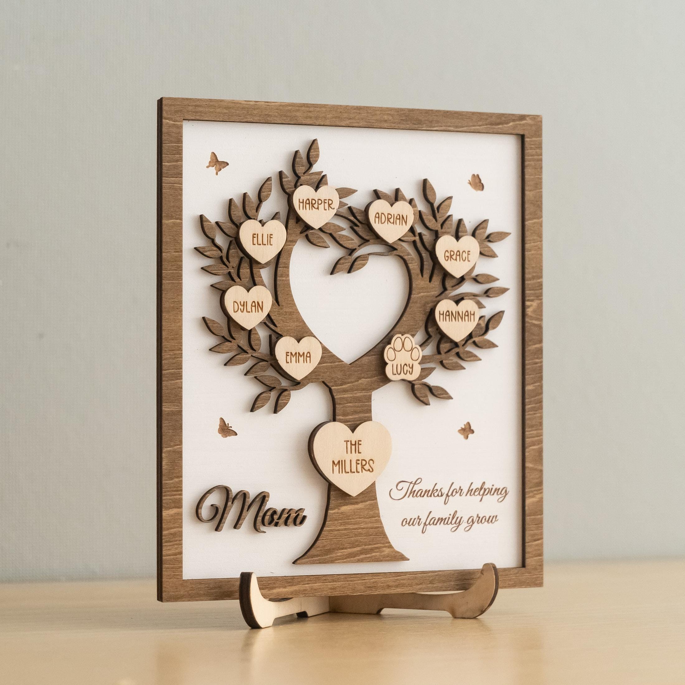 Personalized Family Tree Wood Sign for Rustic Home Decor