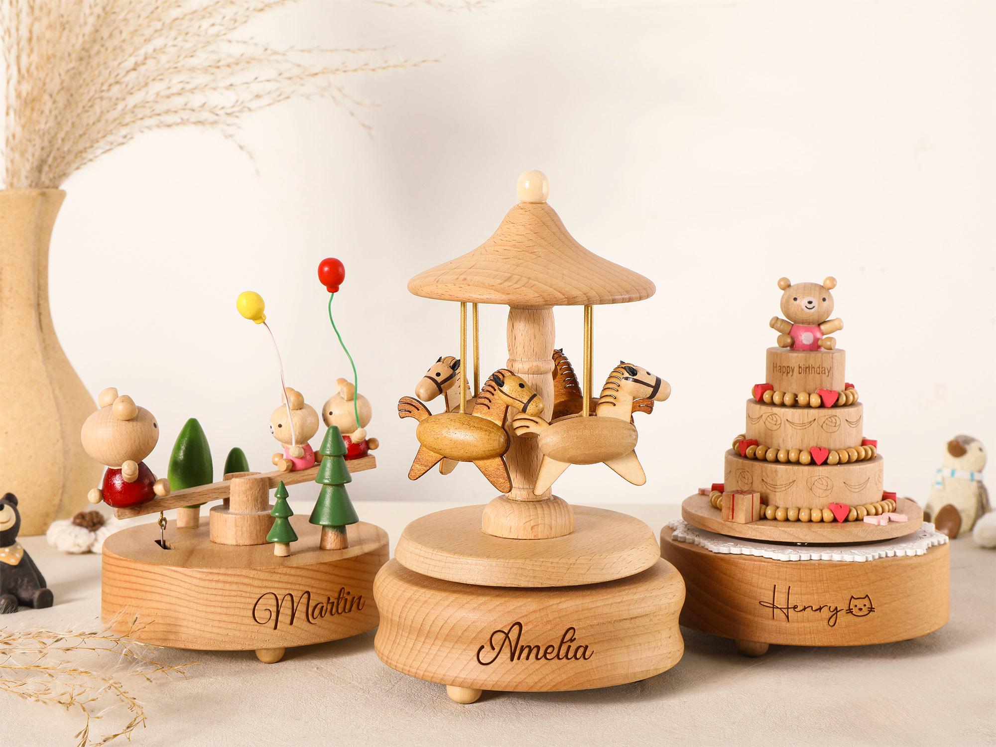 Personalised Wooden Musical Box, Engraved Name Music Box, Baby Shower Gift,Holiday Gift,Nursery Decor, Christmas Musical Box