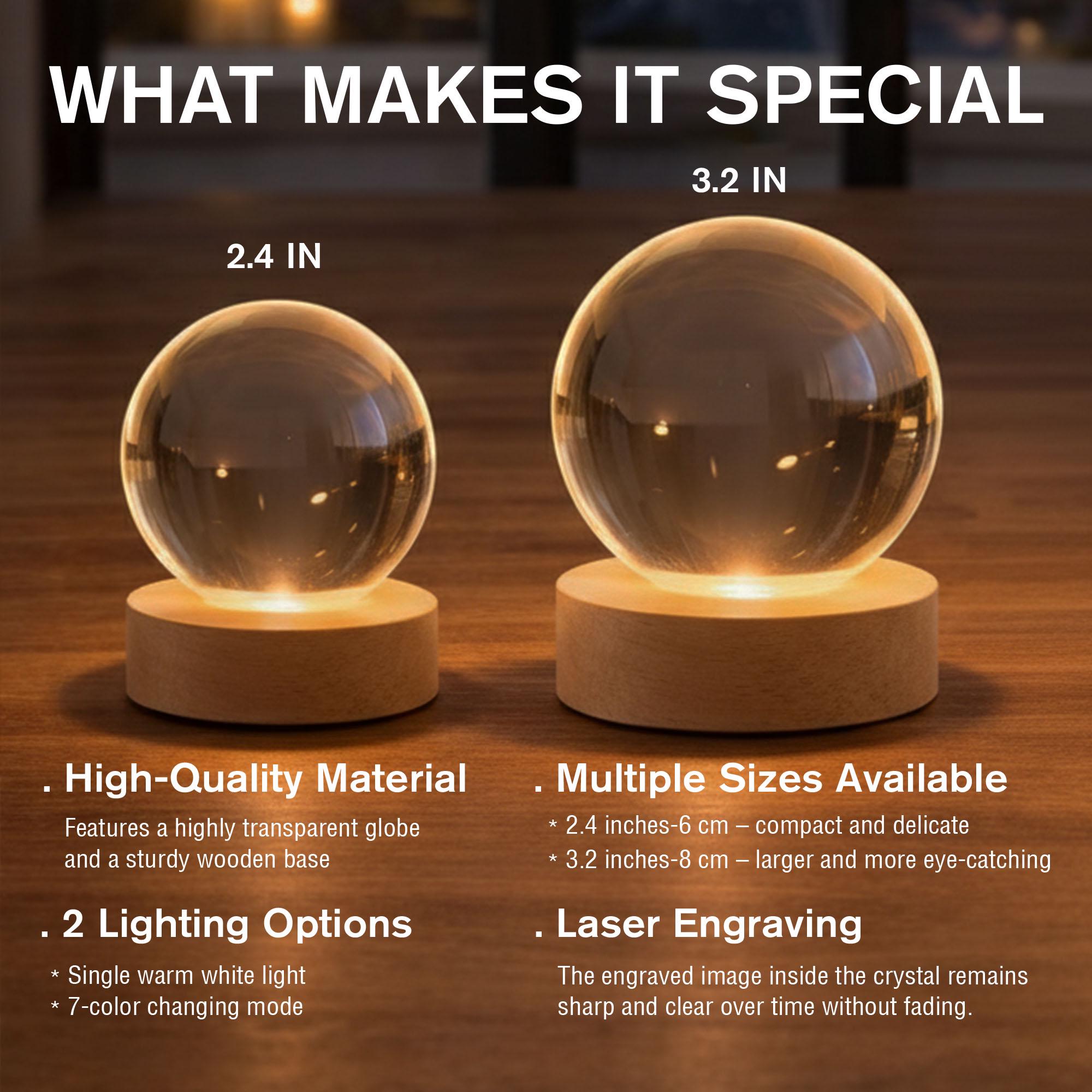 Custom Birth Month Flowers LED Night Light – Personalized Crystal Ball