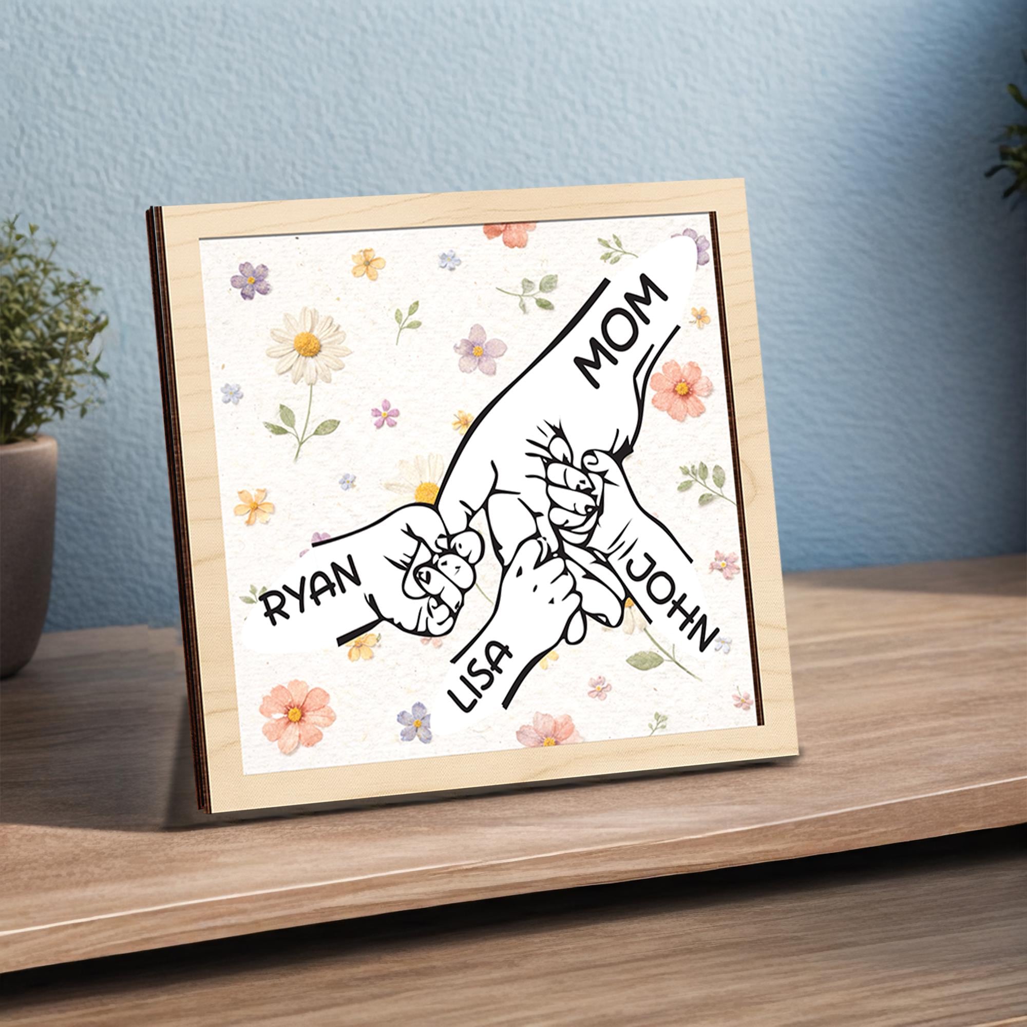 Personalized Mom Holding Kids Hands Sign
