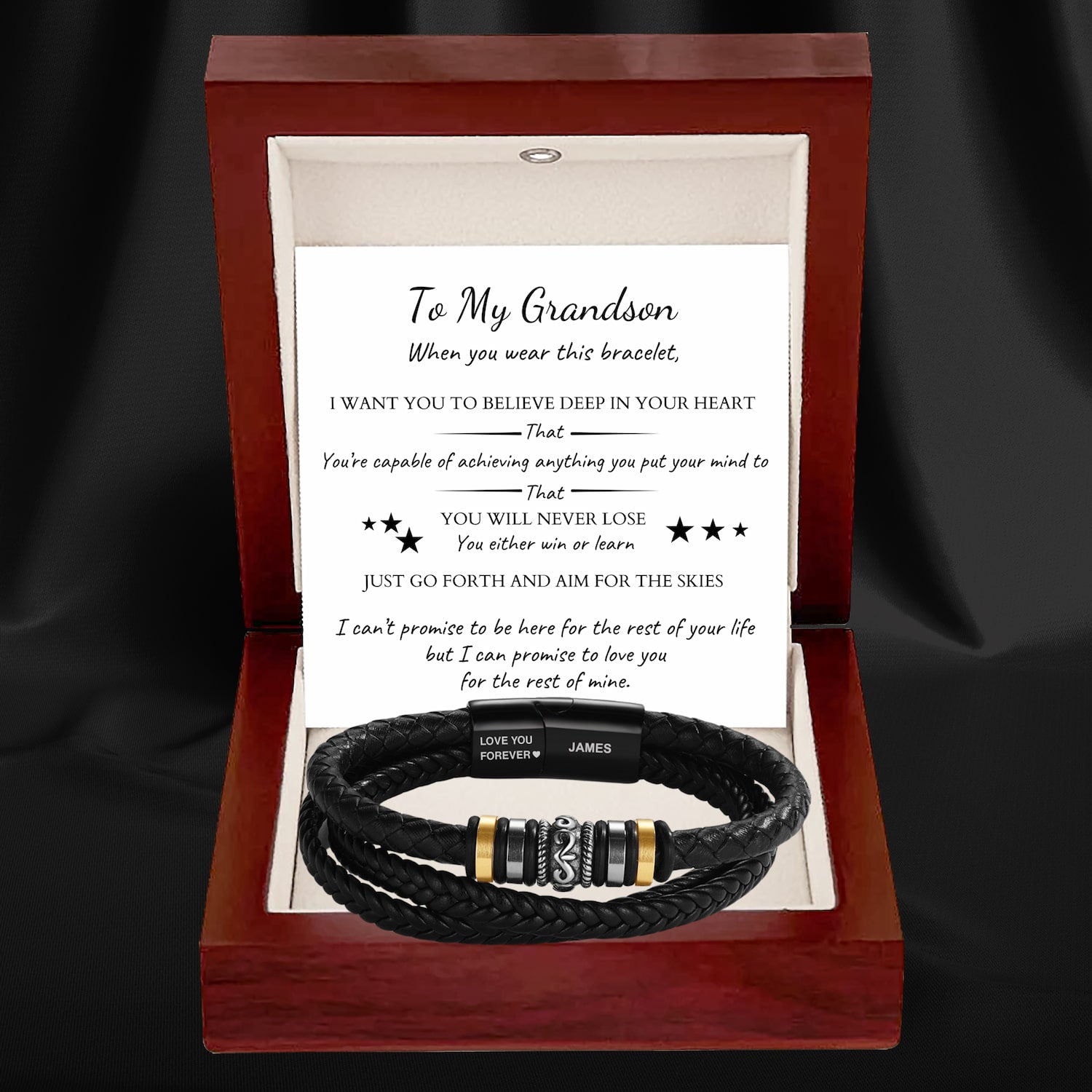 To My Grandson – ‘Love You Forever’ Personalised Name Bracelet