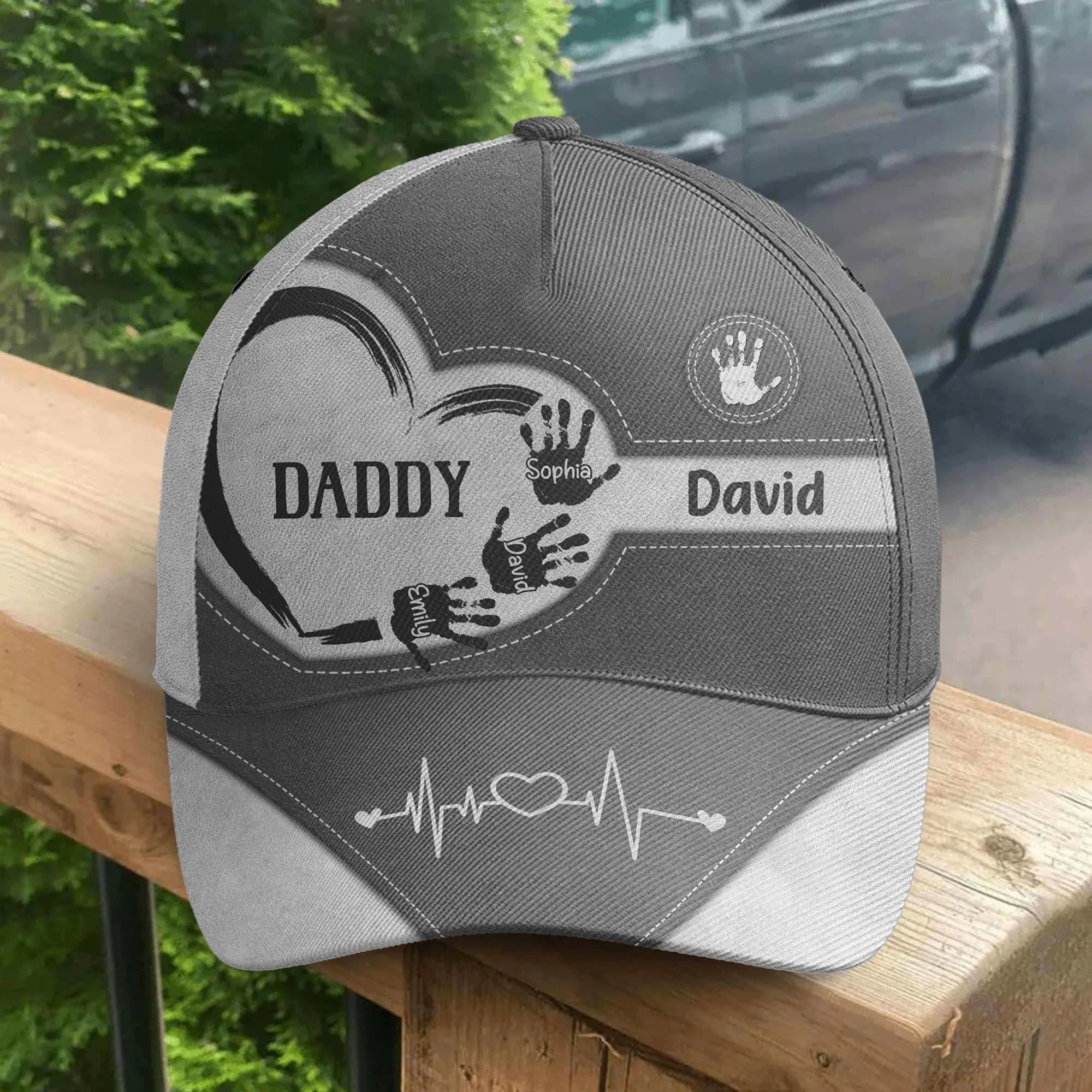 Grandpa Dad Kids Handprints - Personalized Classic Cap - Gift For Grandpa