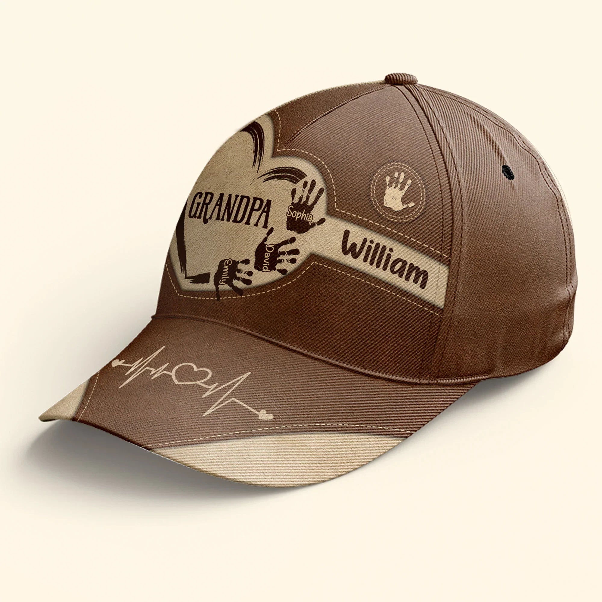 Grandpa Dad Kids Handprints - Personalized Classic Cap - Gift For Grandpa