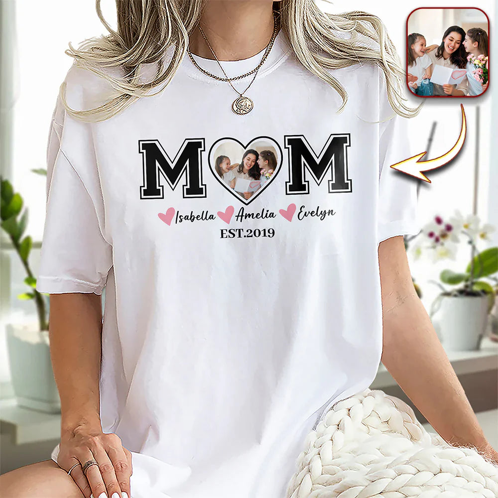 Custom Kid Name Personalized White Shirt For Mom, Mother Day Gift