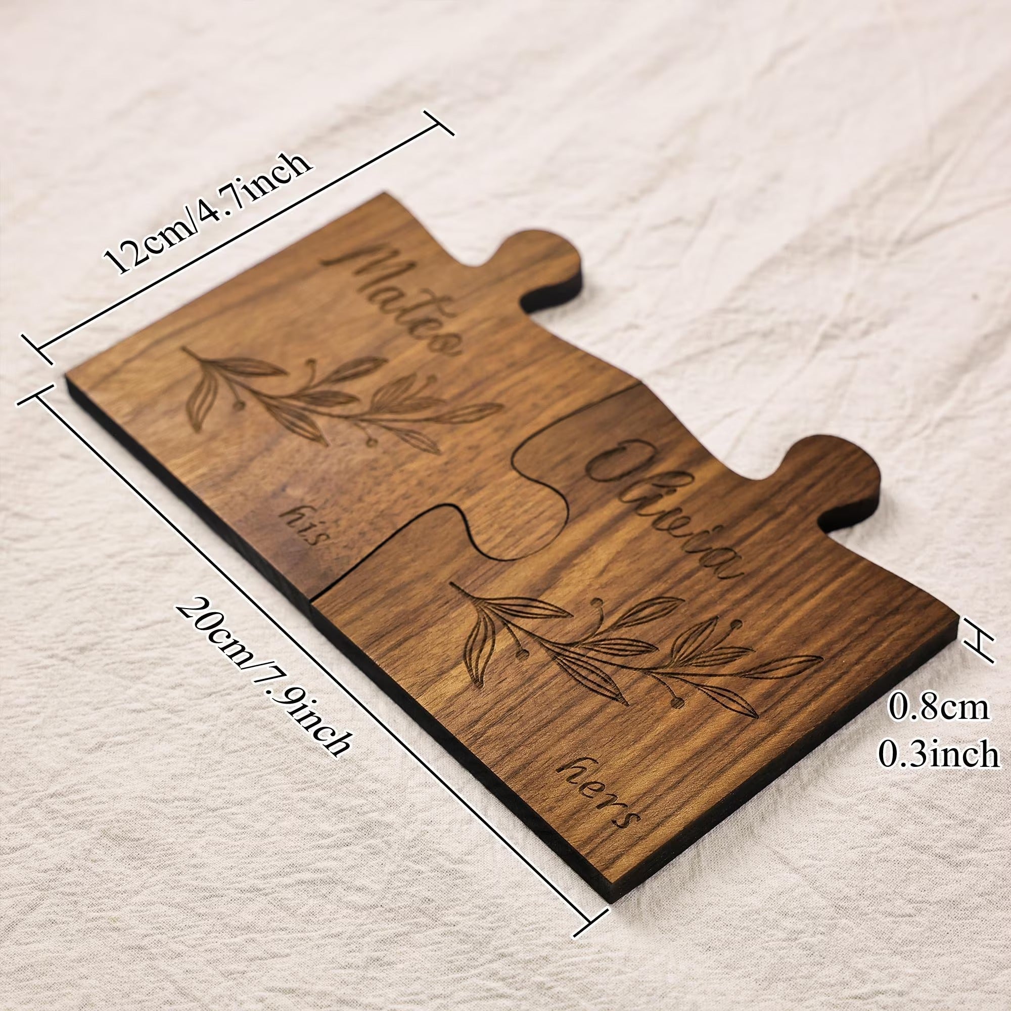 Custom Couples Coaster Set, Leaf Design, Personalised Couples Coaster, Set of 2, His Her Coasters, Anniversary Wedding Gift, Mr Mrs Gift