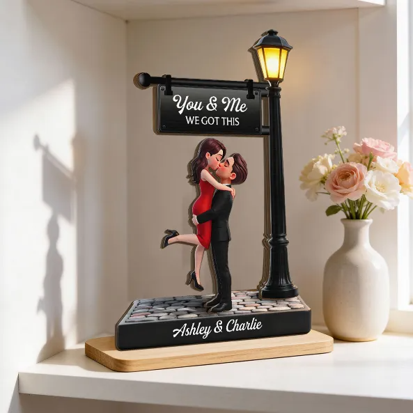 Timeless Love Under The Light - Personalized 2-Layered Wooden Plaque - Heartfelt Anniversary Gift, Wedding Gift For Couple, For Him, For Her