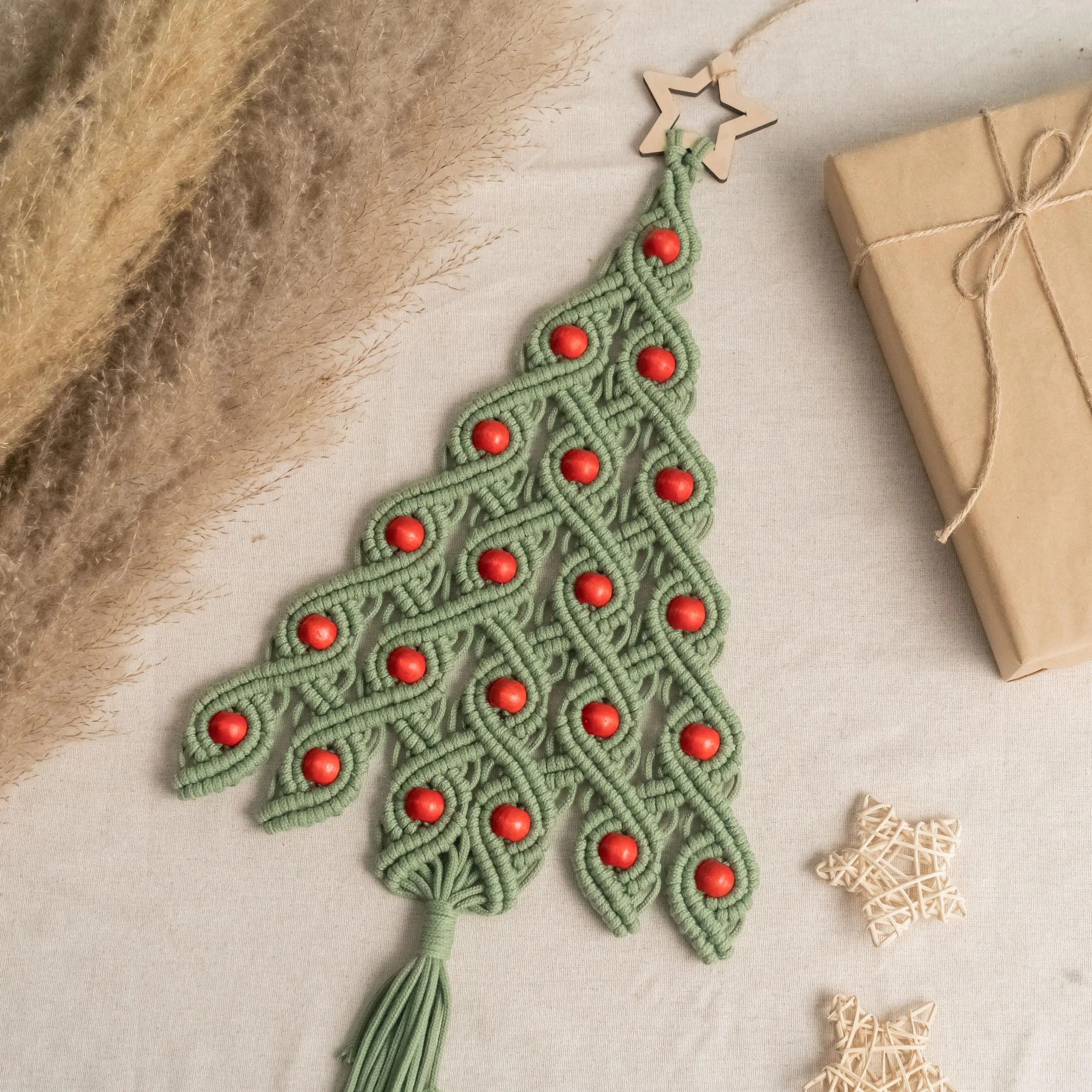 Macrame Xmas Tree, Minimal Seasonal Art, Boho Wall Hanging, Christmas Decoration, Tree Decor, Holiday Gift, Holiday Wall Hanging X52